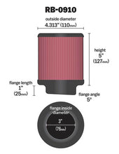 Load image into Gallery viewer, K&N Universal Rubber Filter 3 inch 5 Degree FLG 4 1/2 inch OD 5 inch Height