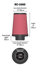 Load image into Gallery viewer, K&N Universal Chrome Filter 1 15/16 inch FLG / 3 inch Base / 2 inch Top / 3 inch Height