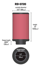 Load image into Gallery viewer, K&N Universal Rubber Filter 2.5in Flange ID x 3.5in OD x 6in Height